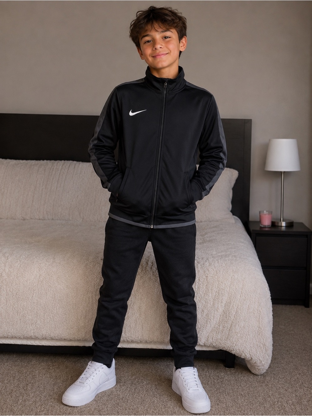 Nike Black and Gray Men's Full-Zip Windbreaker Jacket